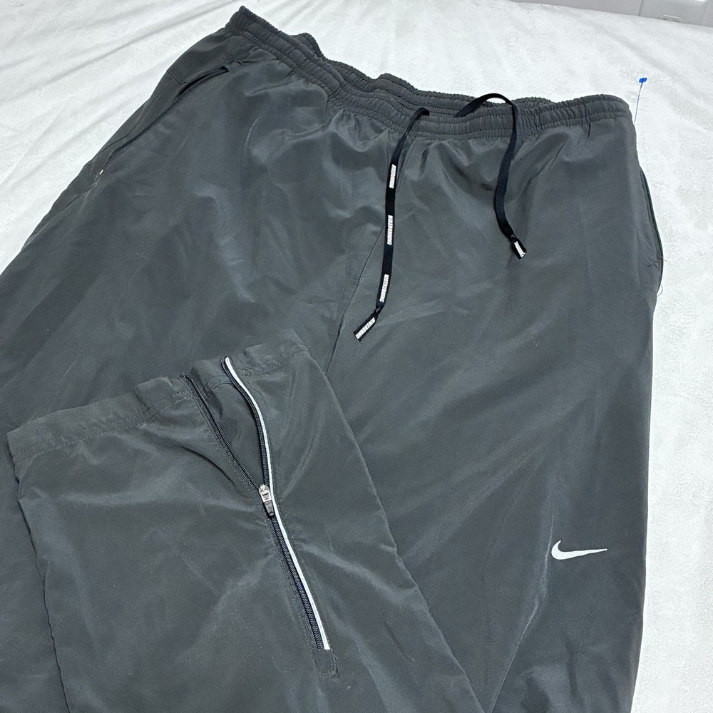 Nike Track Pants Mens Large Black Dri-FIT Woven Elastic Waist Zip Pockets